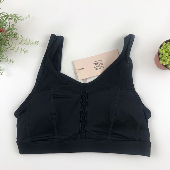 NWT Fabletics Veronica Black Lace UP Padded Sports Bra Women's Small - Picture 3 of 7